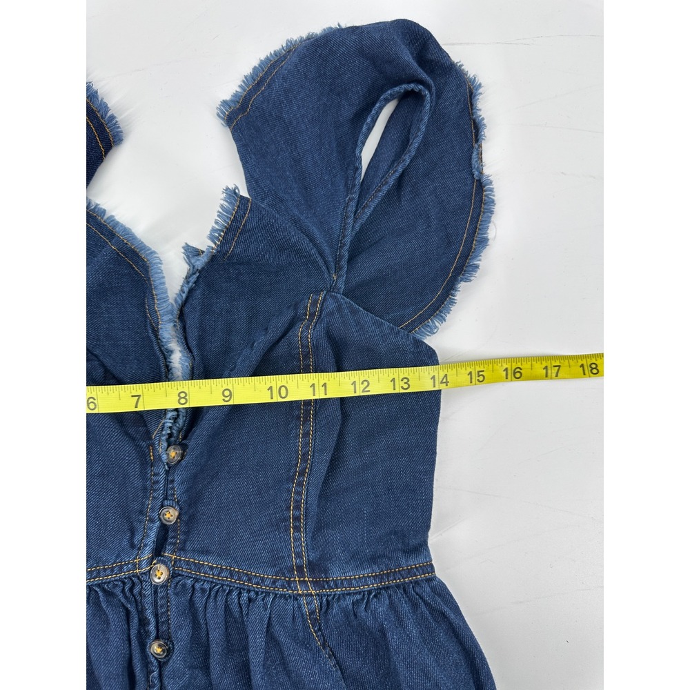 Pilcro Sweetheart Flutter Sleeve Denim Button Down Maxi Dress Small Blue Pockets - Picture 13 of 14